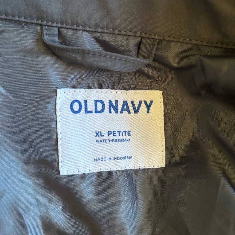 Old Navy Petite XL Water Resistant Tie Belt Trench Coat Panther Dark Gray - Picture 9 of 10